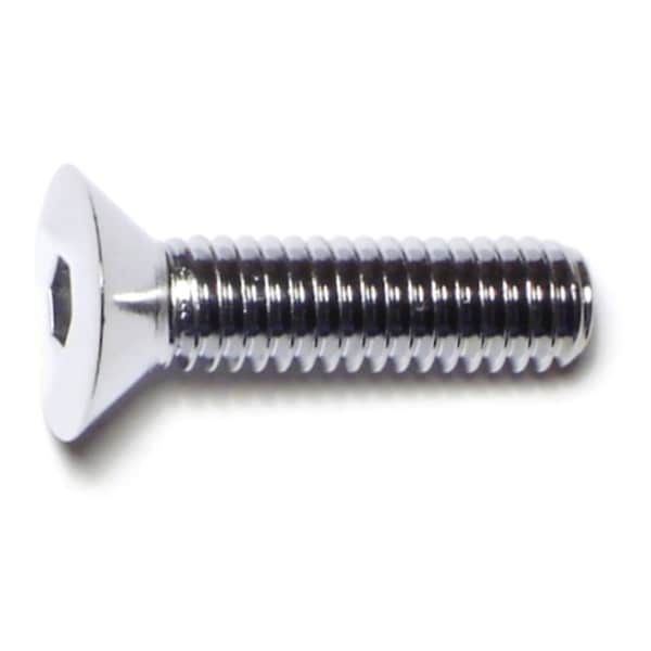 5/16"-18 Socket Head Cap Screw, Flat Head, Chrome Plated Steel, 1-1/4 in Length, 10 PK